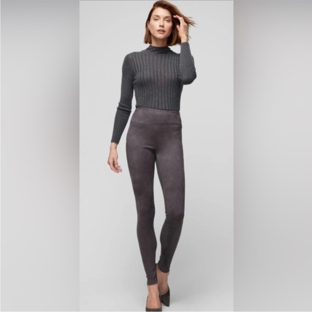 White House Black Market Ultimate Suede Runway Leggings Asphalt Grey Sz 8 NWT